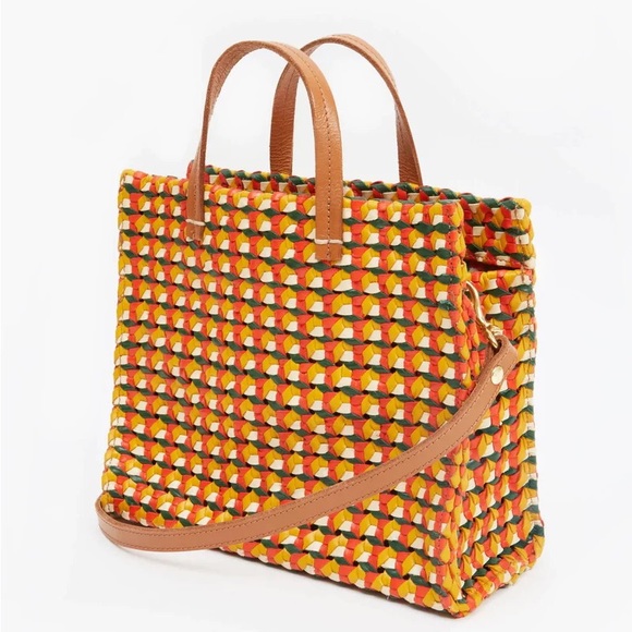 Clare V. Petit Simple Tote in Marigold, Cherry Red, Evergreen, and Cream Rattan - Picture 4 of 4